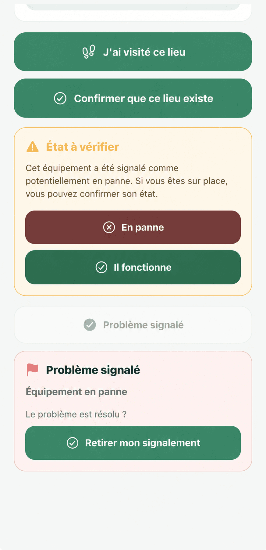 Vérification de l'état d'un lieu dans IciOuLà